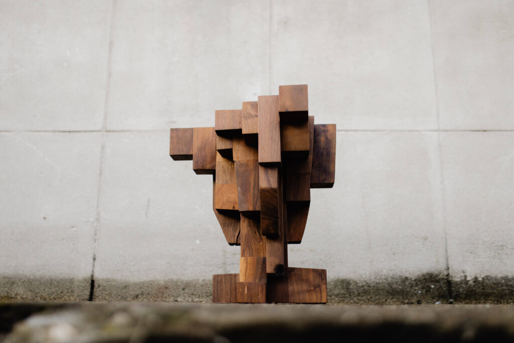 Wooden handmade sculpture side table